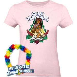 Dames t-shirt Hawaiian Hula Ukelele | Toppers in Concert 2024 | Club Tropicana | Hawaii Shirt | Ibiza Kleding | Lichtroze Dames | maat M
