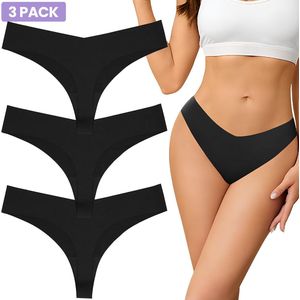 Naadloze string voor Dames - Onzichtbaar - Low Waist - Zwart - Maat S - Set van 3 - Ultrazacht - Naadloos ondergoed dames - Seamless ondergoed dames - Invisible string - Onderbroek naadloos