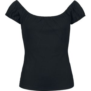 Voodoo Vixen Gathered Neckline Knit Dames T-shirt - zwart - S