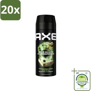 20 x Axe Deodorant Bodyspray Green Mojito + Cedarwood 150 ml - Grootverpakking - Deodorant - Deodorant Spray - Axe - Green Mojito - Cedarwood