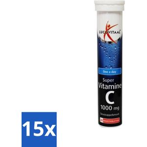 15 x Lucovitaal - Vitaminen - Super Vitamine C - 1000 mg - Sinaasappelsmaak - 20 Bruistabletten - Vermoeidheid - Antioxidant - Bruistablet - Sinaasappelsmaak