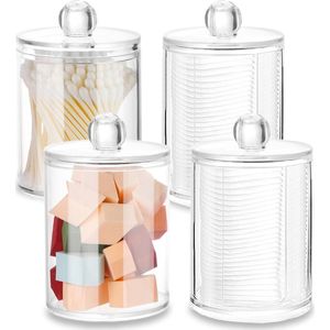 Wattenstaafjes en Wattenschijfjes Opbergcontainer Set - 4 Stuks Acryl Dispenser