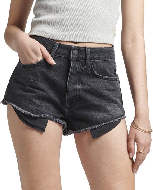 Superdry - Vintage High Rise - Korte Jeans - Zwart