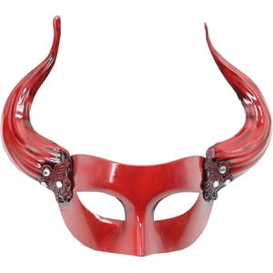 oogmasker duivel - luxe - rood masker met hoorns