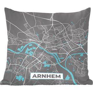 Sierkussens - Kussentjes Woonkamer - 40x40 cm - Plattegrond - Arnhem - Grijs - Blauw - Stadskaart