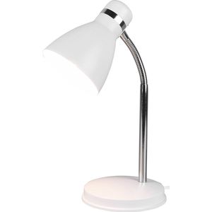 LED Bureaulamp - Tafelverlichting - Torna Himaya - E27 Fitting - Rond - Mat Wit - Aluminium