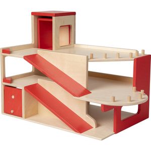 Van Dijk Toys houten speelgoed garage, 2 verdiepingen met lift (Kinderopvang kwaliteit)