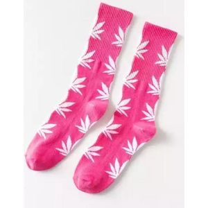 Wietsokken - Cannabissokken - Wiet - Cannabis - roze-wit - Unisex sokken - Maat 36-45