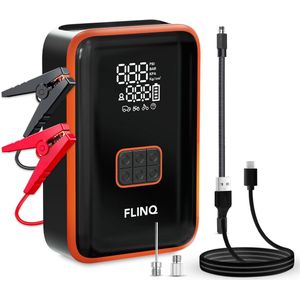 FlinQ - Jumpstarter - 12V - 4-in-1 - Luchtcompressor - LED Zaklamp - Powerbank