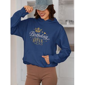Birthday Diva - Verjaardag Hoodie Navy - Grappig Hoodie - Maat M - Verjaardag Cadeau Vrouwen - Limited Edition