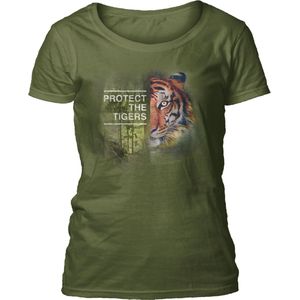 Ladies T-shirt Protect Tiger Green L
