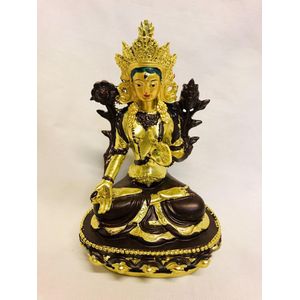 Witte Tara -Boeddha-boeddhisme 14X9CM Materiaal:  Electroplating Golden color on the outside of the resin