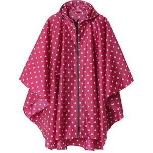 Geweo Regenponcho Volwassenen - Regenmantel Poncho - Raincoat Heren -Fietsponcho - Fietsponcho Fiets Dames - Herbruikbaar- One Size - Unisex - Adjustable Hood en Snap-buttons - Roze stippen