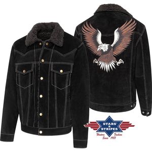 Biker suède western jack Decker Stars&Stripes zwart maat XL