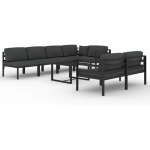 vidaXL - 8-delige - Loungeset - met - kussens - aluminium - antracietkleurig