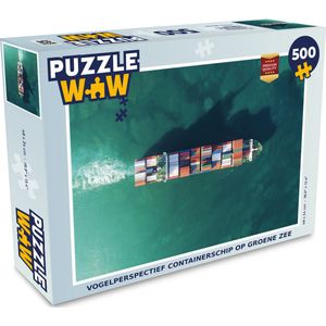 Puzzel containerschip op groene zee - Legpuzzel - Puzzel 500 stukjes