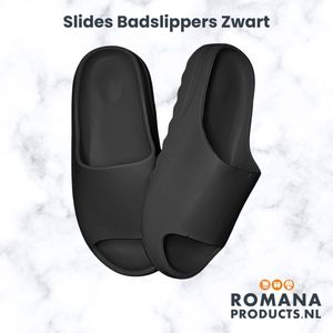 Romana Products Unisex Badslippers - Slides - Ideaal voor Hotel en Sauna - Zwart - Maat 44/45