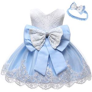 Baby meisjes kanten jurk met strik en bloemen voor bruiloften en speciale gelegenheden