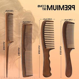 Inovra Plus - 4-delig kammen set met houtnerf - professioneel haarstyling kam set voor dames en heren - kapper kam voor styling en krullen - kammen voor touperen en verdelen - kam voor snor - hoogwaardige kwaliteit