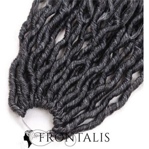 Frontalis® haar extension -Goddess Locs Crochet Hair - Ombre Grijs Crochet Haar - 22 Inch / 55 cm - Faux Locs - 4 verpakkingen - 24 strengen per pak - krullend golvend - zachte lokken - hair extension voor vrouwen - synthetische haar