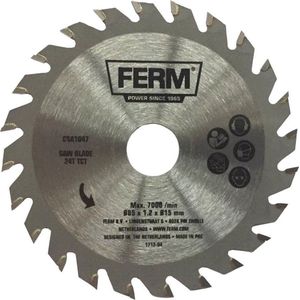 FERM - CSA1047 - Precisie - Zaagblad - 24 tanden - TCT - 1.3mm - Diameter - 85mm - Asgat - 15mm - 70000 toeren per minuur - Voor - hout - plastic - Unverseel - Zeer geschikt voor CSM1043 - Precisie - Cirkelzaag