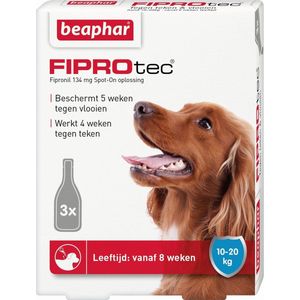 Beaphar FiproTec Anti Vlooien en tekenmiddel - Hond 10-20 kg - 3 Pippetten