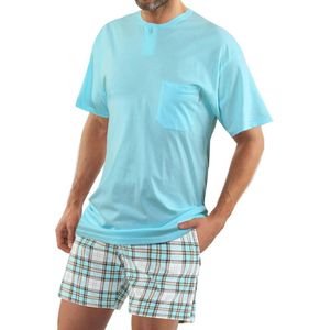 Heren Korte Pyjama Set Katoen Korte Mouw Top & Bottom Nachtkleding