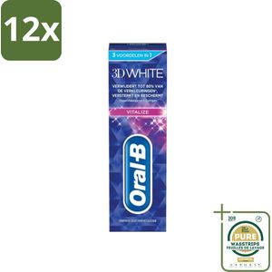Oral-B - 3D White Vitalize - Tandpasta - Whitening - 75 ml - Voordeelverpakking - 12 stuks - Tanden bleken - Tandversterking