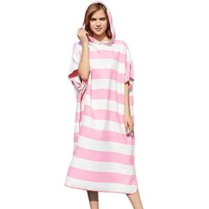 Badjas met capuchon - Gestreepte Microvezel Sportponcho - Sneldrogend en Lichtgewicht