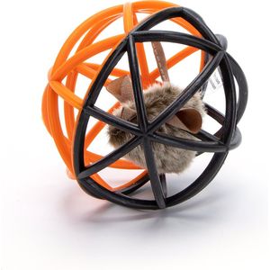 Nobleza Kattenbal met piepende muis - Katten Speelbal - Kattenspeelgoed - Kitten speelgoed - Speelmuis - Piepende muis - Katten muis - Zwart / Oranje