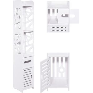 Badkamerkast 120cm paal - Witte moderne kolomkast van MDF
