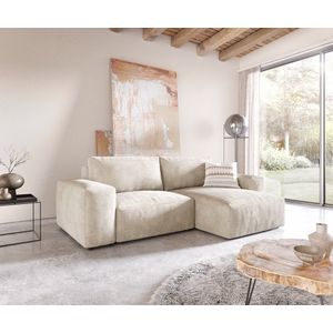 Hoekbank Lanzo L Cord Beige 260x160 cm variabele rugleuning