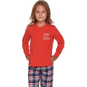 Doctor Nap Meisjes Pyjama Lange Mouw Lange Broek Winter Kerst Matching Gezin Familie Princess Rood PDG.9750 - 122/128