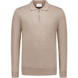 Pure Path - Poloshirt - Taupe Melange - Regular Fit - Lange Mouwen