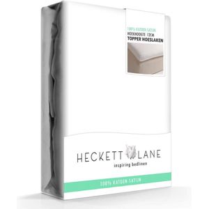 HnL Living - Hoeslaken - Topper - Katoensatijn - 90 x 210 cm - Wit