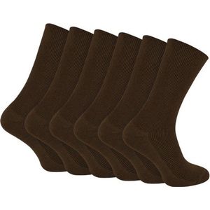 Marco Rossi 6 Paar Diabetes Sokken - 35-38 - Bruin - Wijde Boord - Sokken Zonder Elastiek - Anti-Press - Medische Sokken - Medical socks - Naadloos - Dames en Heren