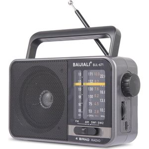 Draagbare AM/FM-transistor radio met sterke luidspreker en USB-batterijvoeding voor noodsituaties
