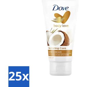 25 x Dove - Handcrème - Body Love Restoring Care - Kokos & Almond - Hydraterend - Droge huid - 75 g - Handcrème - Droge Huid - Hydraterende Crème - Kokos En Amandel - Huidverzorging