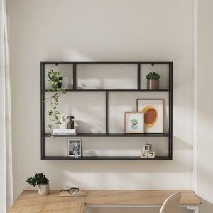 [en.casa] Wandplank Jämijärvi staal 90x120x18 cm zwart