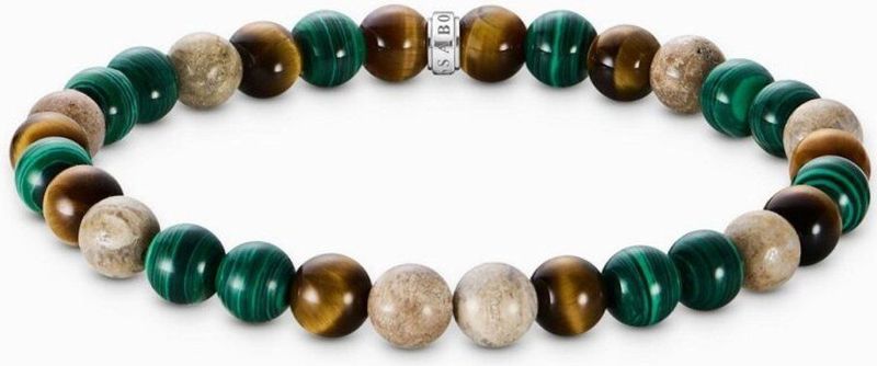 Thomas Sabo - A2193-468-7 - Armband - Heren - Gerecycled Zilver - Gezwart - Geïmiteerde Malachiet