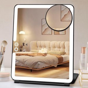 Draagbare Make-up Spiegel - Met Licht en 10x Vergroting