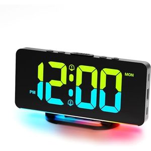 Digitale Wekker met RGB Display en Oplaadpoorten - Geschikt voor Kinderen en Tieners