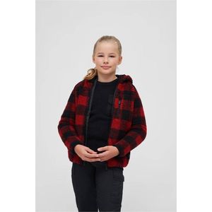 Brandit - Teddyfleece Hood Kinder Jacket - Kids 134/140 - Rood/Zwart