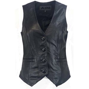Leren dames gilet zwart-Gileta S