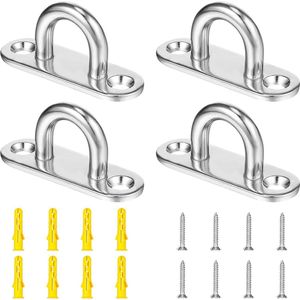 Roestvrijstalen oogplaat wandogen - set van 4 - oogbevestigingshaken - dekplaat wandhouder - bootaccessoires hangmatten - hefstoelen - klemhaken