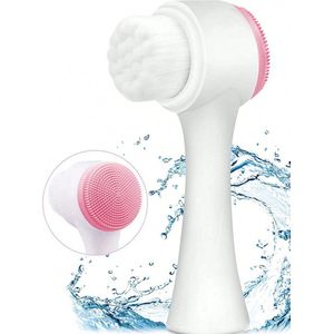 S&E 2-in-1 Gezichtsreinigingsborstel - Dubbelzijdig voor Dieptereiniging en Massage - Gezichtsborstel - Roze
