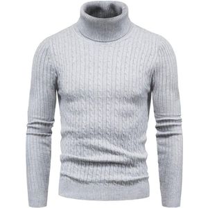 Heren Slim Fit Gebreide Coltrui met Hoge Hals - Casual Lange Mouwen