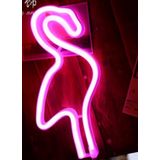 Groenovatie LED Neon Wandlamp ""Flamingo"" - Op Batterijen en USB - 29x14x2cm - Roze