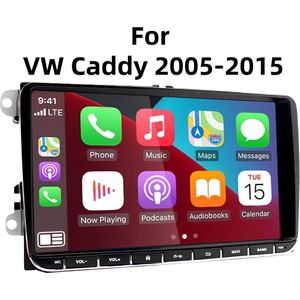 9in Car Stereo Radio GPS Navigation Head Unit 2+32G for VW Caddy 2005-2015, Built-in Wireless CarPlay Android Auto Bluetooth WiFi FM SWC + AHD Backup Camera