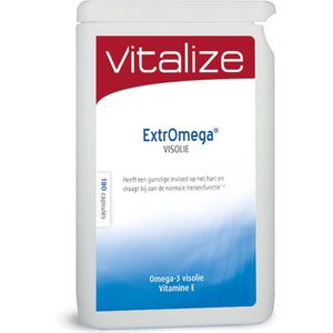 Vitalize Extromega Visolie 180 capsules - Goed voor hart, gezichtsvermogen en bloeddruk - Natuurlijke koudwater visolie (triglyceride-olie) gecombineerd met vitamine E